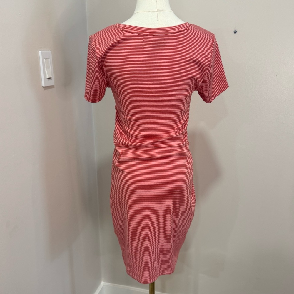 Abercrombie & Fitch pink and White Striped Knit Midi dress With cut out medium - Picture 3 of 6